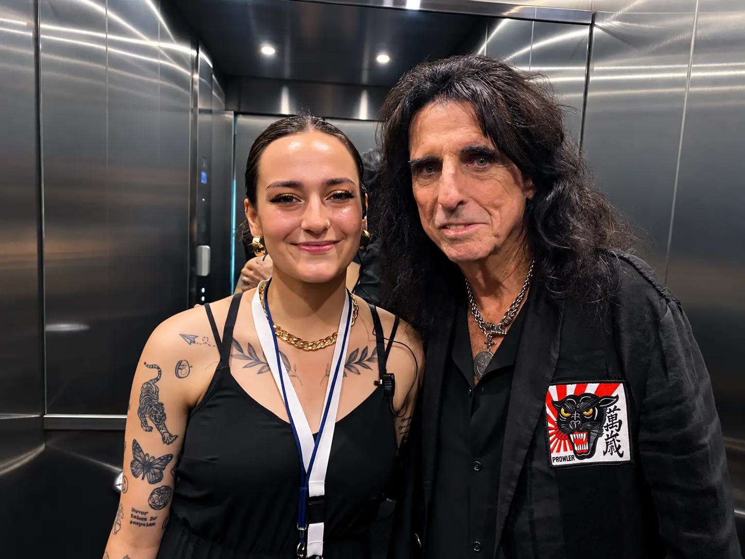 Artist hospitality team member with Alice Cooper