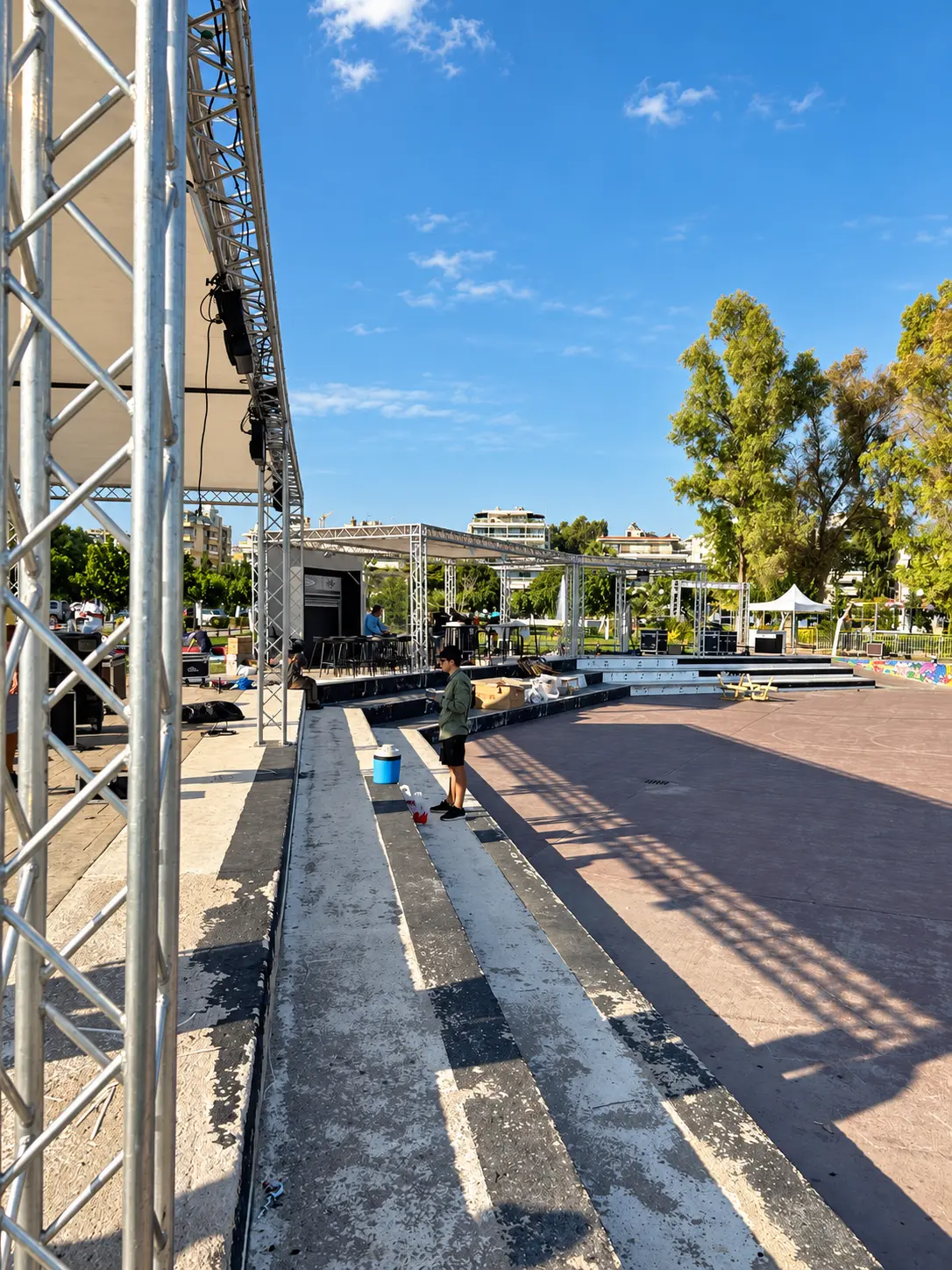 Production structures being installed for The MINI Festival