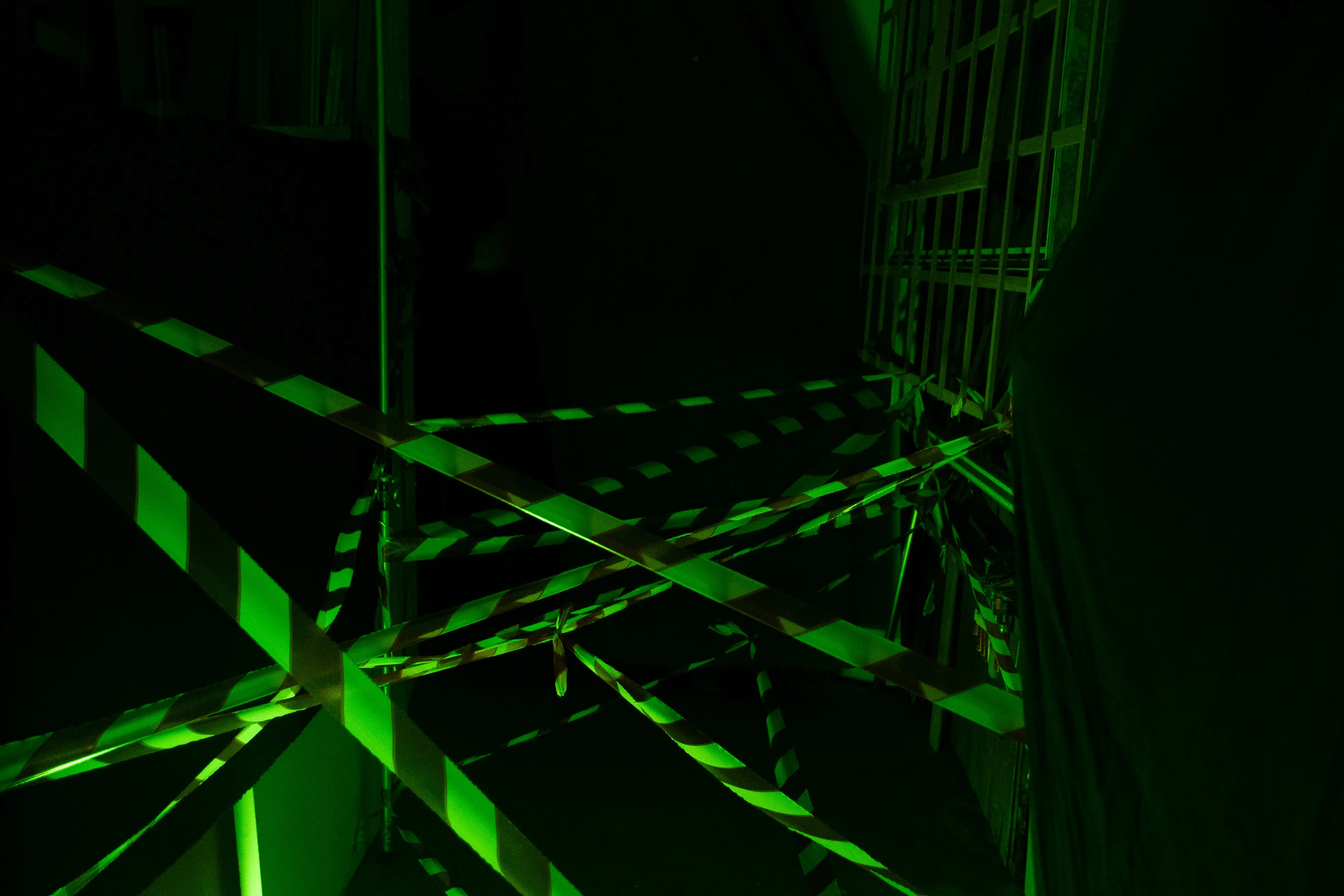 Green-lit labyrinth challenge inside the studio